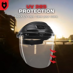 NoCry Premium Safety Face Shield for Grinding and 1 Count (Pack of 1), Black