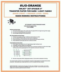 INKJET TRANSFER PAPER FOR DARK FABRIC: NEENAH “JET OPAQUE II” (8.5″X11″) 100 CT