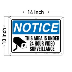 SIGNOGRAFX Private Property Under 24 Hours Video Surveillance 10×14 inches Sign