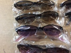 NEW ASSORTED BOX OF SUNGLASSES SUN GLASSES SET OF 12 GLASS COLORED SMALL LENS