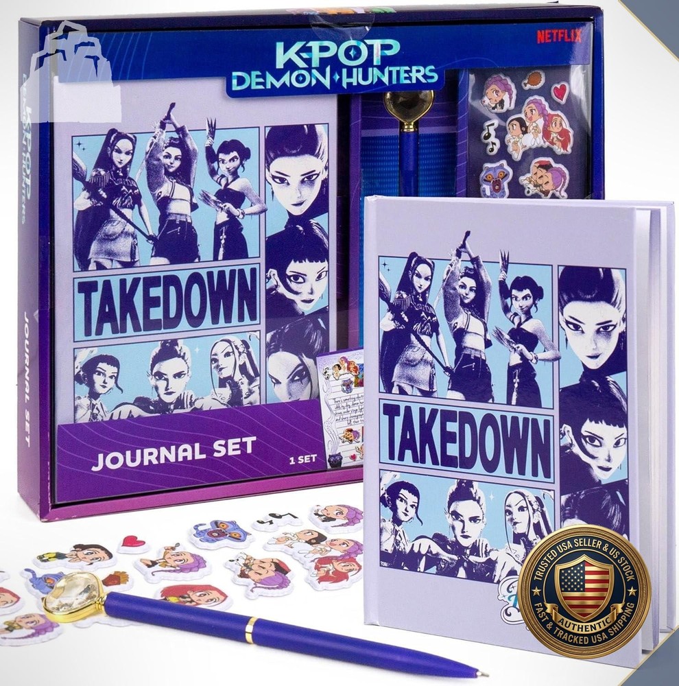 Kpop Demon Hunters Journal 40 Pages Lined Notebook Sticker Pen Set