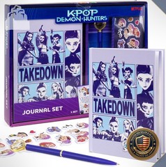 Kpop Demon Hunters Journal 40 Pages Lined Notebook Sticker Pen Set