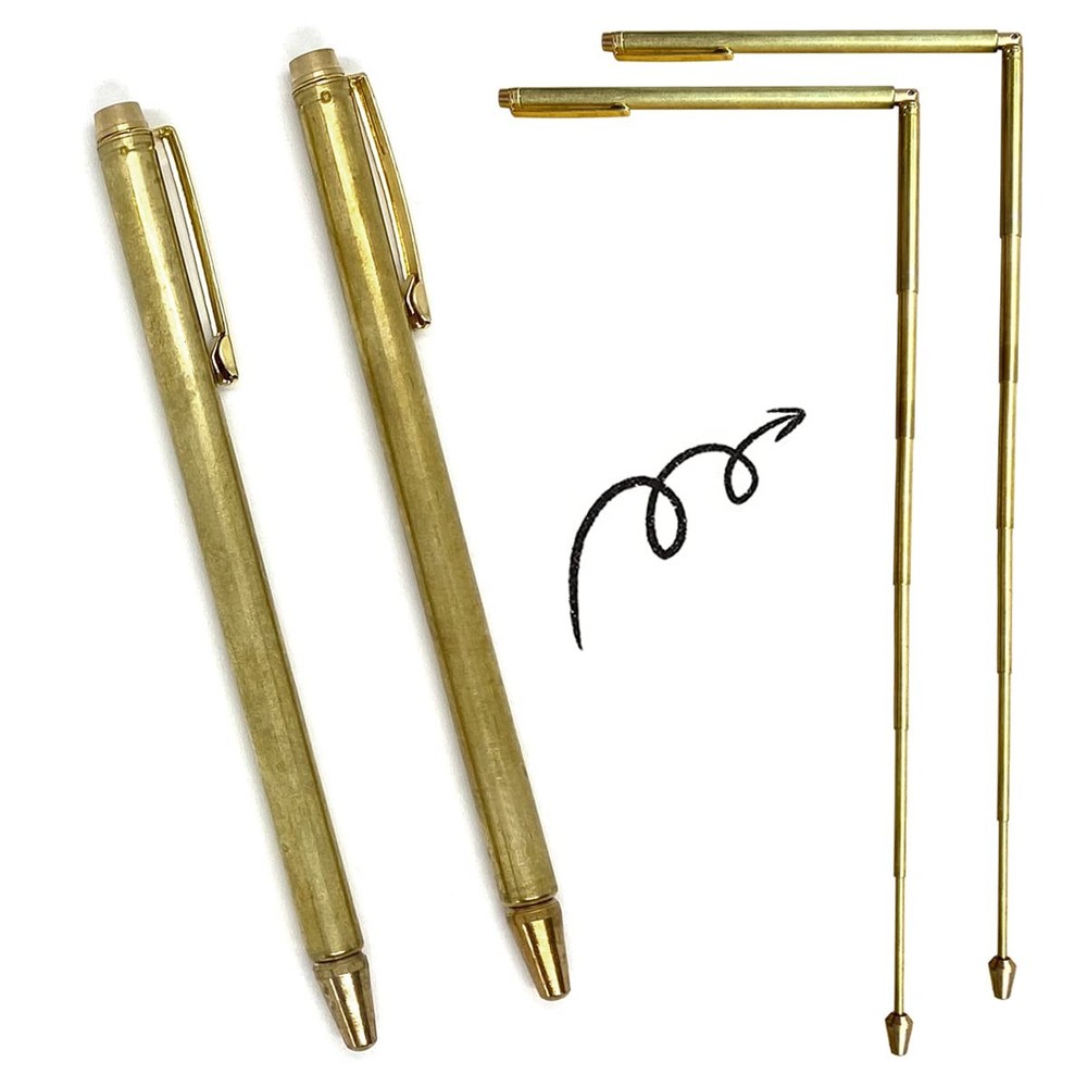 2PCS Copper Dowsing Rods, Retractable Divining 5.9 inches, Yellow