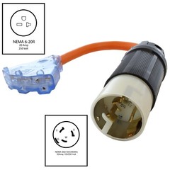 1.5FT 50A CS6365/SS2-50P Locking Plug to (3) NEMA 6-15/20 Tri-Outlets