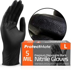 5 Mil Black Nitrile Gloves for Food Prep – Textured Food Prep Gloves – Food H…