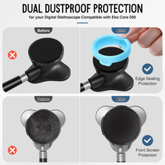 Stethoscope Protection Kit Compatible with EKO Core 500, 3 2.5D Tempered Glass S