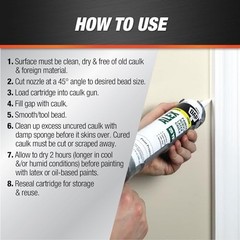 White Acrylic Latex Caulk 10.1 Oz Paintable Interior Exterior Wood Drywall
