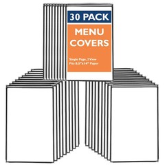 30 Pack of Menu Covers 8.5 x 14 Inch Paper -Single Page, 2 View, Double Stitched