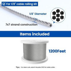 1200 ft 1/8″ Stainless Steel Cable Railing System Hardware T316 Stainless Ste…