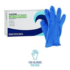 Boardwalk 395 Series Large Disposable Nitrile Gloves, 9.5″ Long, 2 Boxes of 100