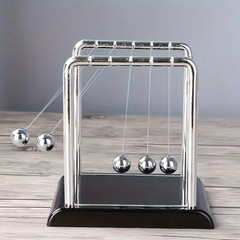 Classic Newtons Cradle Metal Desktop Ornament Black White Sphere Office Home Dec