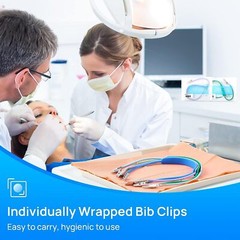 JMU 10pcs Dental Bib Clips Autoclavable Napkin Bibs Holder Individually Wrapped