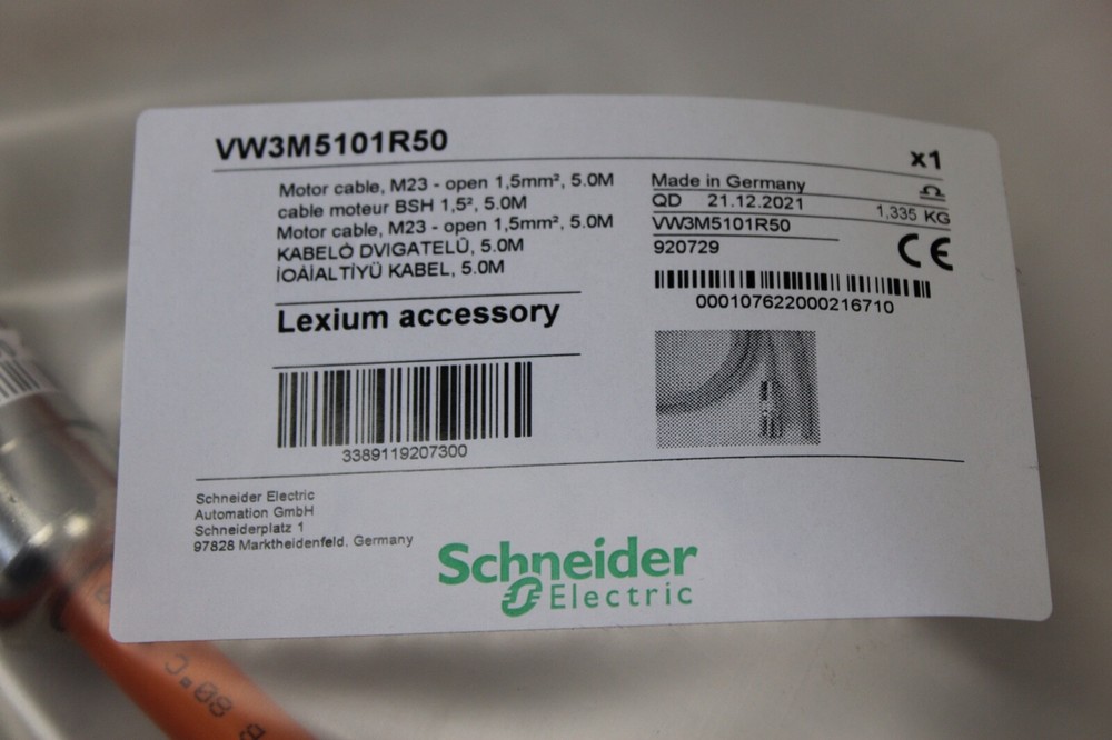 Schneider Electric VW3M5101R50 Motor Cable 4×1,5mm²+2x1mm² – 5 mt