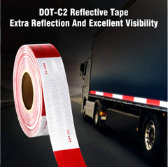 2 Rolls DOT‑C2 Conspicuity Tape Red/White Reflective Safety Tape 2” x 100’ 0000