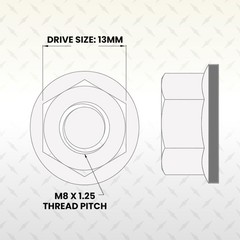 Metal Spacers Online M8 x 1.25 Thread Flange Nuts – 10 Pack Black Zinc Steel,…