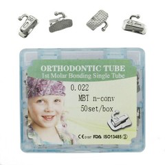 50 Set tubos de ortodoncia Roth MBT 022 1st 2nd Molar Bondable Tubes Mesh Base