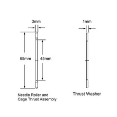 2PACK AXK4565 Thrust Needle Roller Bearings with AS4565 Washers 45x65x3mm