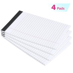 ZZTX Legal Pads 5 x 8 Inch Lined 50 Sheets, 4 Pack (White) 8.5″ x 11″, White