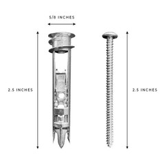 25-Pack Premium Self-Drilling Toggle Anchors with #8 x 2-1/2″ Zinc Screws