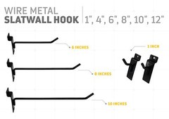 Slatwall Hooks Retail Display Wire Metal Hanger 1″,4″,6″,8″,10″,12″