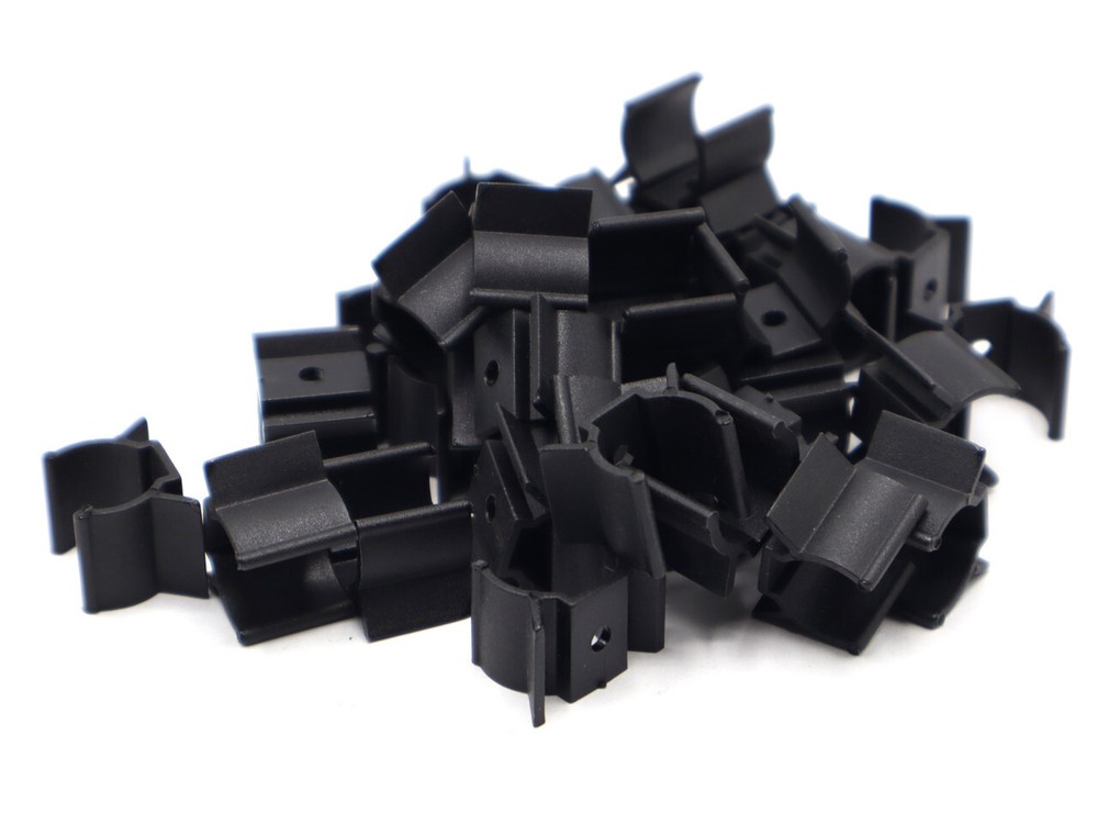 Essentra Components VM1004 Cable Clip, U-Type Black Fastener 0.500″, 20pk