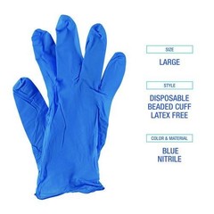 Boardwalk 395 Series Large Disposable Nitrile Gloves, 9.5″ Long, 2 Boxes of 100