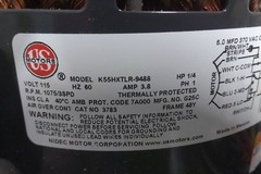 U.S. Motors 3783 1/4 HP 1075 RPM 115VAC Direct Drive Blower Motor