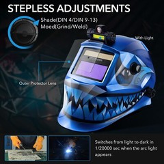 TRQWH True Color Auto-Darkening Welding Helmet Shade 9-13 & Welding Helmet Bib