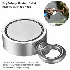 2Pcs 450LBS Fishing Magnet Super Strong Neodymium Pull Force Treasure Hunt Round
