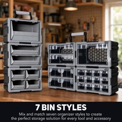 Modular Stackable Storage Organizer, 1 Bin Heavy-Duty Interlocking Tool with …