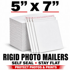5×7 Rigid Photo Mailers White Self Seal Stay Flat Cardboard Envelopes