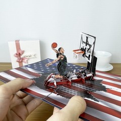 PQDGlobal 3D Popup Card of Basketball Player, 5.9 x 7.9 inches,