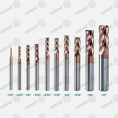 1/8″ 4 Flute TiSiN Coated Carbide End Mill for Aluminum, Steel, Plastic