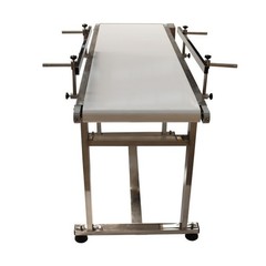 53×15.7in White PVC Belt Conveyor Machine 110V Double Guardrails Speed Adjustabl