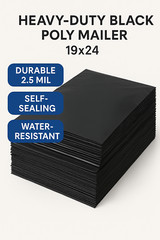 19×24 Black Poly Mailers Shipping Bags 2.5 Mil Thick Plastic Envelopes Self Seal