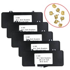 18K Gold Coated Orthodontic Metal Brackets, Mini Roth .022 3-4-5 with Hook