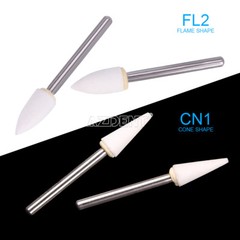 3Type Dental White Stone Polishing Burs FG Aluminum Oxide Flame/Cone/Round Shape