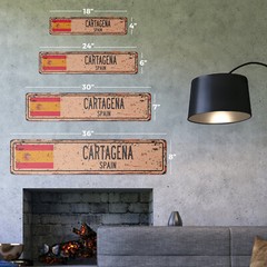 CARTAGENA SPAIN Vintage Street Sign Spaniard flag city country road wall rustic