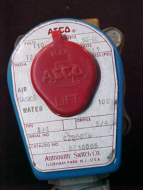 ASCO Solenoid Valve 8210D95 Guaranteed 110/120V 100PSI Red Hat ¾”