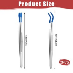 Rubber Tipped Tweezers, 2 Pcs PVC Coated Craft Tweezers Long Bent and Straigh…