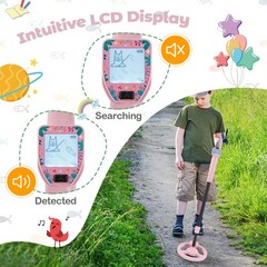 24.5″-33.5″ Metal Detector for Kids with LCD Display IP68 Waterproof Pink