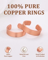 100% Pure Copper Rings for Women & Men (Two-Pack) — Solid Raw Copper — Uncoat…