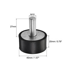 2pcs M10 Rubber Mounts Male Thread Shock Absorber for Motor Generator Compressor