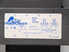 Acme TA-2-81217 Industrial Control Transformer, Hoffman A-12108CH Enclosure Box