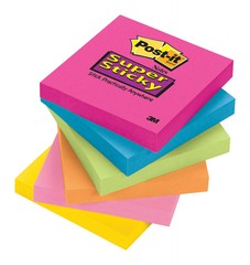 Post-It 654-SSPK Assorted Colors 90 Sheets Super Sticky Notes (1 Pack)