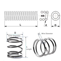 Wire Dia 0.2mm Compression Pressure Spring OD 1.5-2-2.5-3-4mm Stainless Steel A2