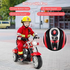 Costzon Kids Motorcycle, 6V Battery Powered Ride on Chopper Motorcycle w/Horn, H