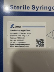 100 (pc) – 0.1 uM Dia 4mm Sterile PES Syringe Filter for Laboratory Research