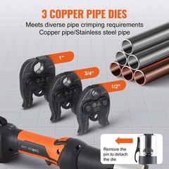 Pro Press Tool Pipe Crimping Kit Press Tool Battery Kit 1/2″ 3/4″ 1″ Jaw
