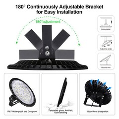 2 Pack 200W Watt LED UFO High-Bay Warehouse Light GYM Industrial Shop Area Lamp